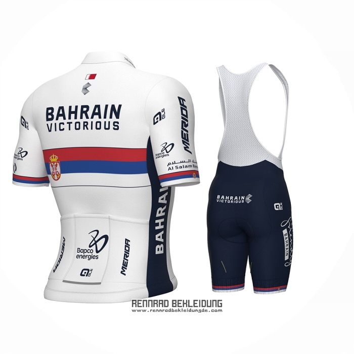 2024 Fahrradbekleidung Serbian Champion Bahrain Victorious Wei Rot Blau Trikot Kurzarm Und Tragerhose